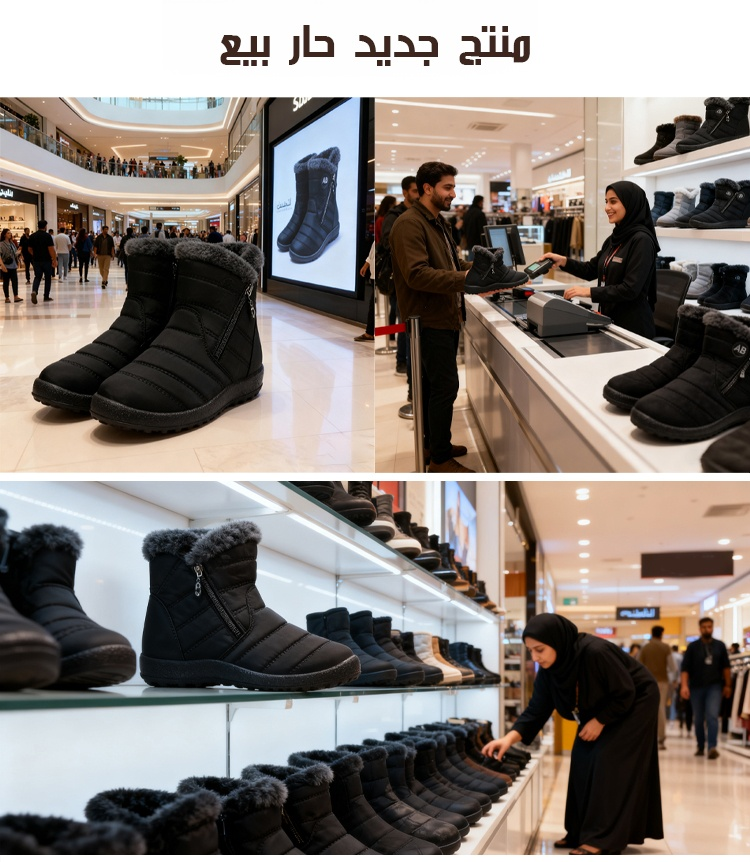 حذاء بوت دافئ مقاوم للماء بطول الكاحل لمرضى السكري