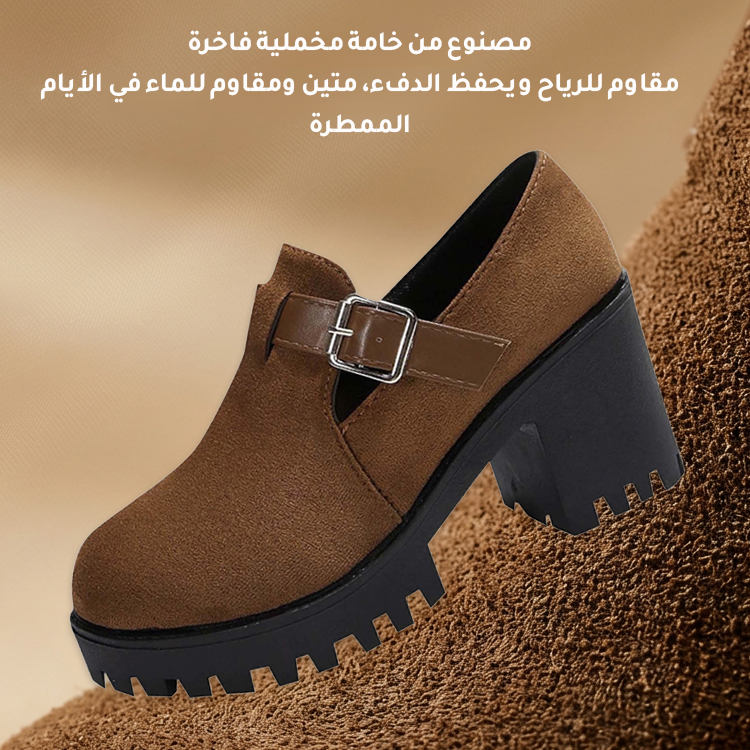 Healthy-foot (متوفر بمقاس 42) حذاء نسائي كاجوال بنعل سميك ورأس الحذاء دائري، زيادة الطول 8 سم