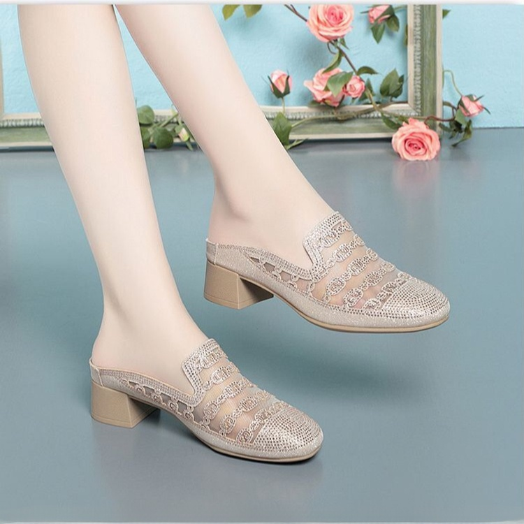 Healthy-foot حذاء مفتوح من الشبكة الفرنسية مريح للتنفس، مغلق من الأمام، كعب بارتفاع 3 سم، مريح للارتداء، مناسب بشكل أكبر للاستخدام اليومي-healthy-foot