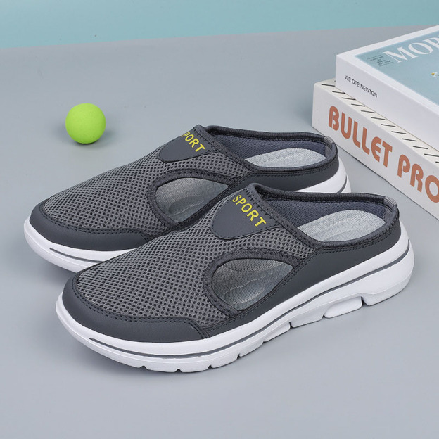 Healthy-foot    أحذية مسطحة مكشوفة للكعب، بنعل سميك مانع للانزلاق، ناعمة وراحة للقدم، مثالية للمسنين-healthy-foot