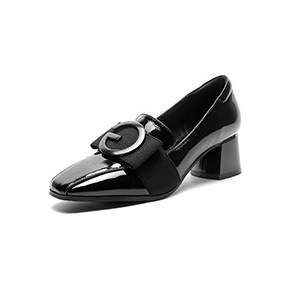 Healthy-foot  حذاء نسائي من الجلد ذو مقدمة مربعة وكعب سميك-healthy-foot