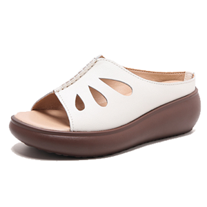 Healthy-foot شبشب مجوف إيطالي مع نعل سميك من جلد البقر