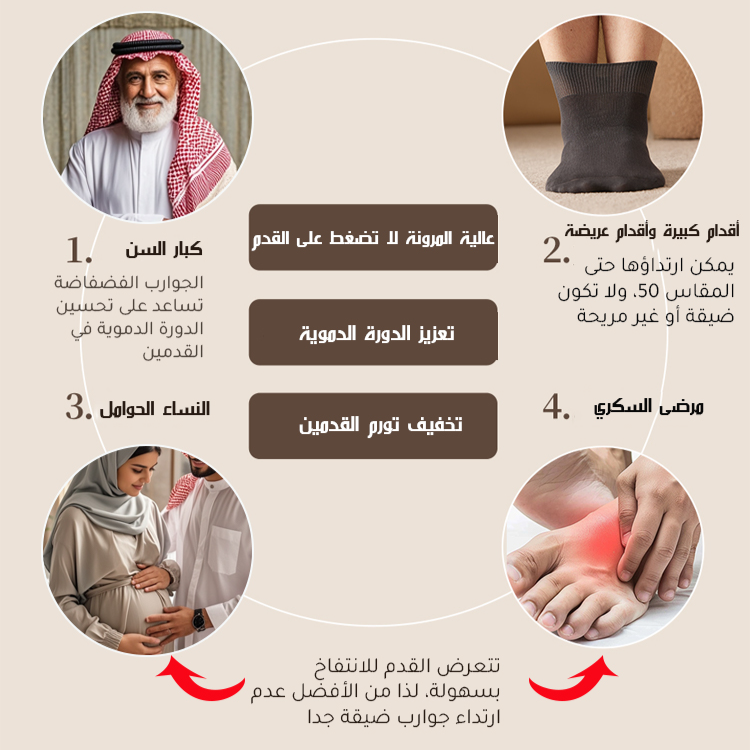 Healthy-foot  جوارب علاجية للعناية بمقاس كبير ذات فتحة مريحة