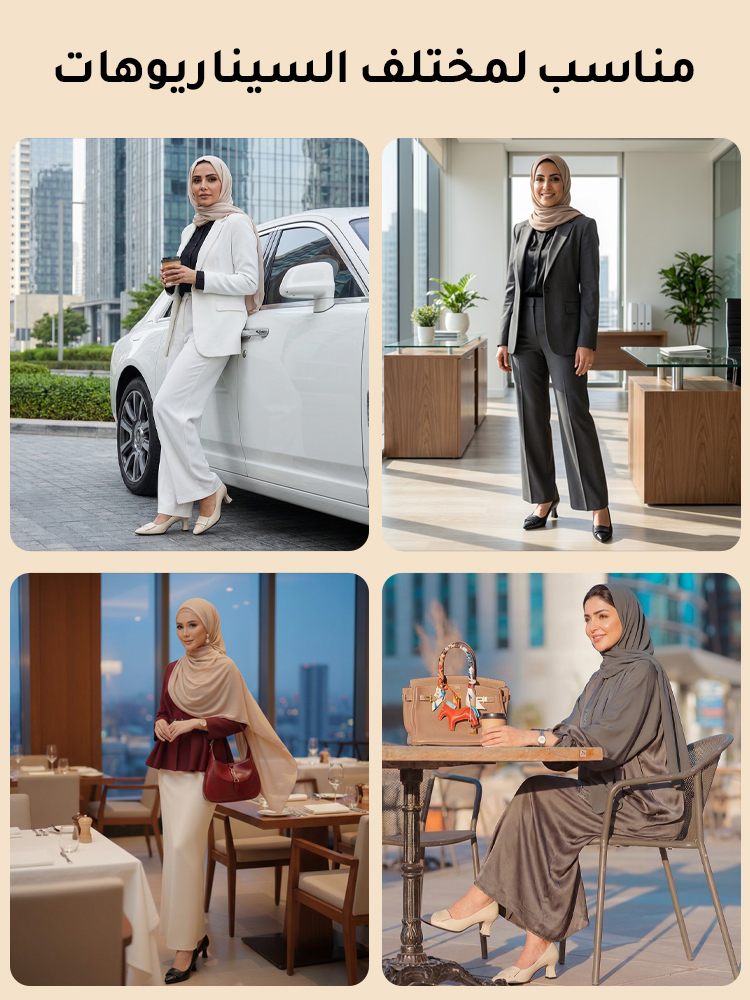 حذاء نسائي من جلد ناعم بكعب رفيع