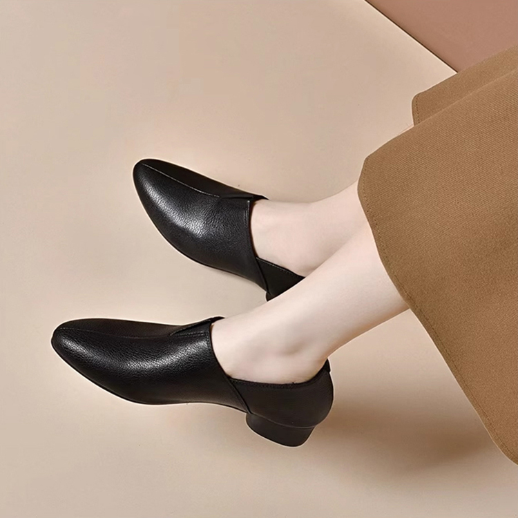 Healthy-foot حذاء نسائي مدبب ذو كعب عالي من الجلد الناعم، كعب بارتفاع 4 سنتيمترات، تصميم بسيط وكلاسيكي، نعل مريح يساعد على الوقوف لفترات طويلة دون التعب، مثالي للارتداء مع الزي الرسمي للعمل-healthy-foot