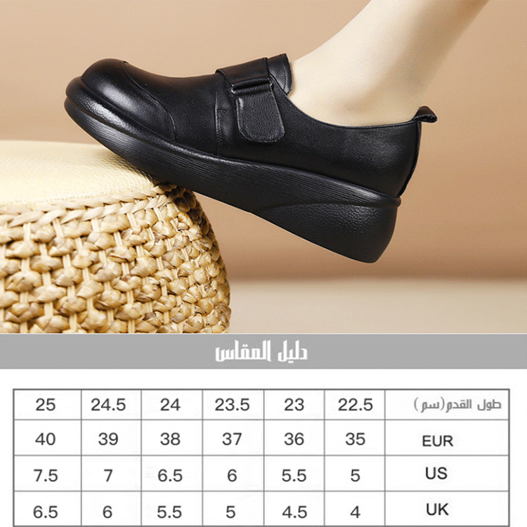 Healthy-foot  حذاء نسائي من الجلد الطبيعي منخفض الارتفاع، بمقدمة مستديرة وكعب 5 سم. مريح وناعم، متعدد الاستخدامات، مثالي للتنقل، والعمل، والخروج-healthy-foot