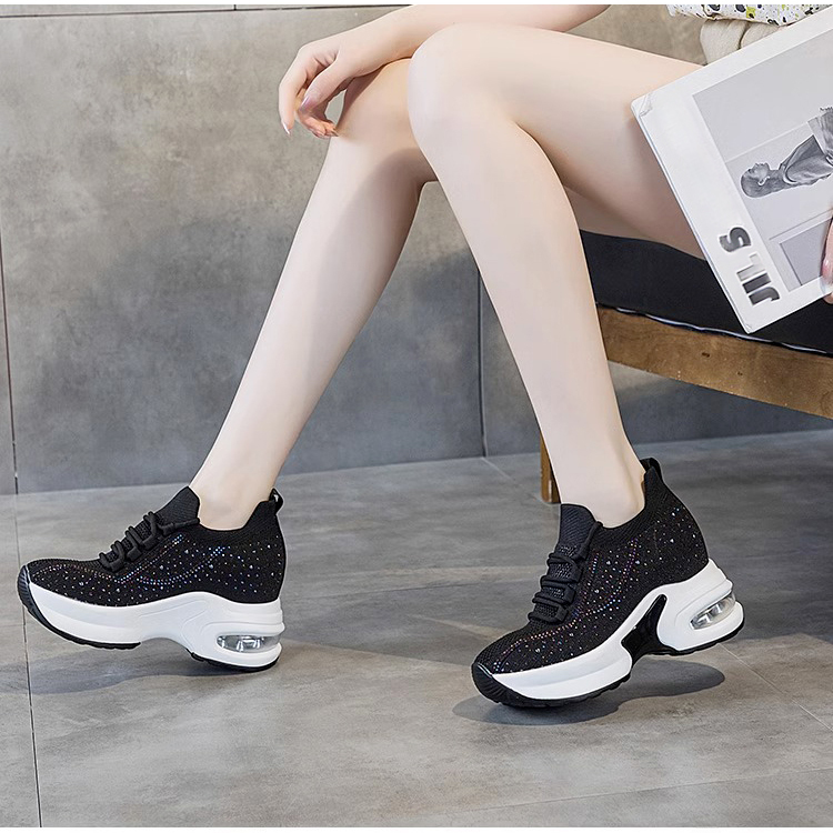 Healthy-foot  حذاء نسائي شبكي لامعة مع وسادة هوائية ونعل 8 سم