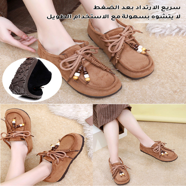 Healthy-foot  حذاء نسائي كاجوال مريح (مبطن بالصوف لفصل الخريف والشتاء)، شكل حذاء بيركن يجعل القدمين تبدو أصغر حجمًا، مناسب للتنقل أو الارتداء اليومي-healthy-foot