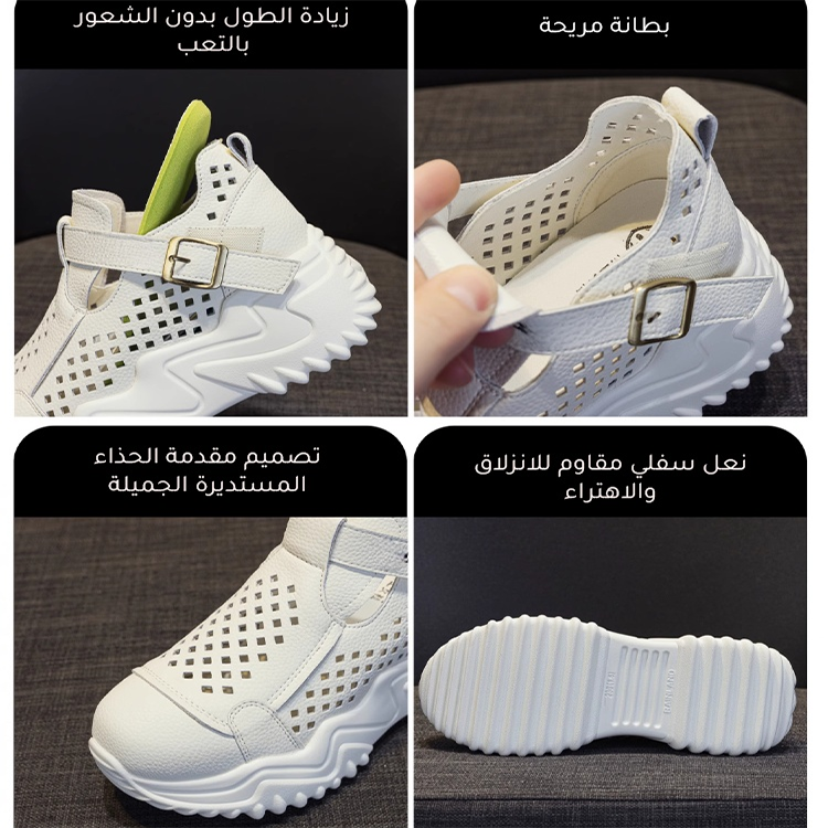 Healthy-foot  صندل روماني عصري مفتوح من الأمام للنساء، بنعل ناعم وسميك، كعب بارتفاع 7 سم، مقدمة دائرية لجعل القدمين تبدو أصغر، نمط يومي متعدد الاستخدامات-healthy-foot