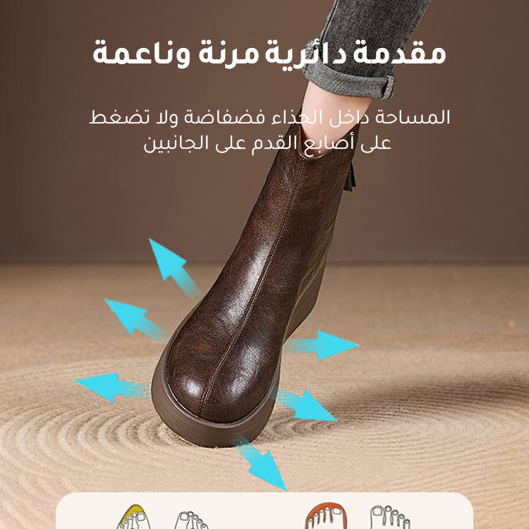 Healthy-foot حذاء مارتن نسائي من الجلد الأصلي، بتصميم سحاب خلفي، غير قابل للانزلاق ومقاوم للماء، أكثر ملاءمة لطقس الخريف والشتاء، ناعم ومريح، نمط متعدد الاستخدامات-healthy-foot