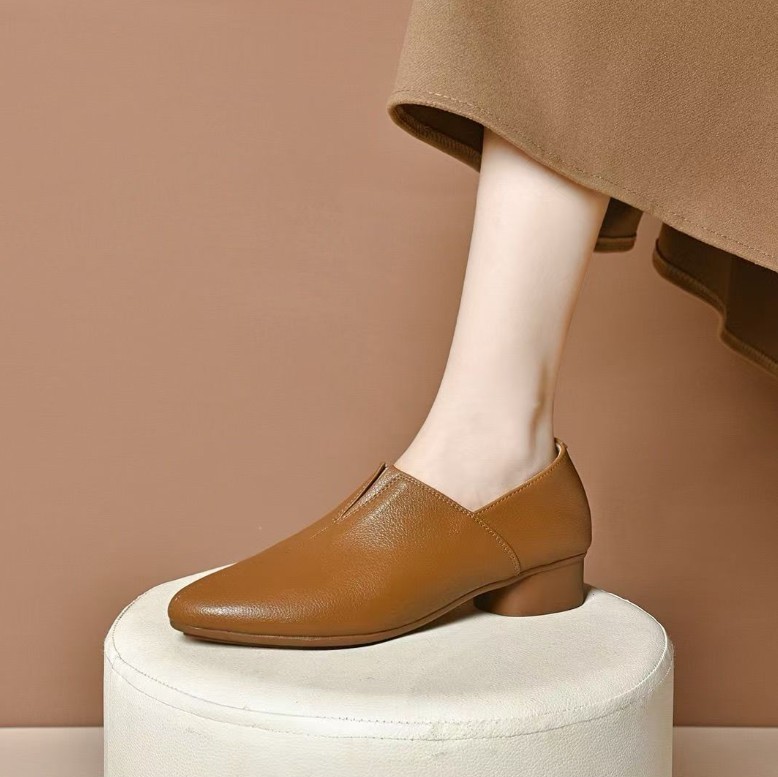 Healthy-foot حذاء نسائي مدبب ذو كعب عالي من الجلد الناعم، كعب بارتفاع 4 سنتيمترات، تصميم بسيط وكلاسيكي، نعل مريح يساعد على الوقوف لفترات طويلة دون التعب، مثالي للارتداء مع الزي الرسمي للعمل-healthy-foot