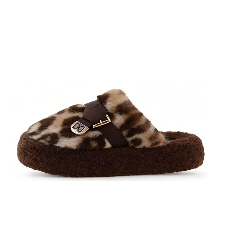 Healthy-foot نعال دافئة وأنيقة للسيدات بنقش النمر مثالية للخريف والشتاء تناسب الارتداء في المنزل والخارج بأناقة