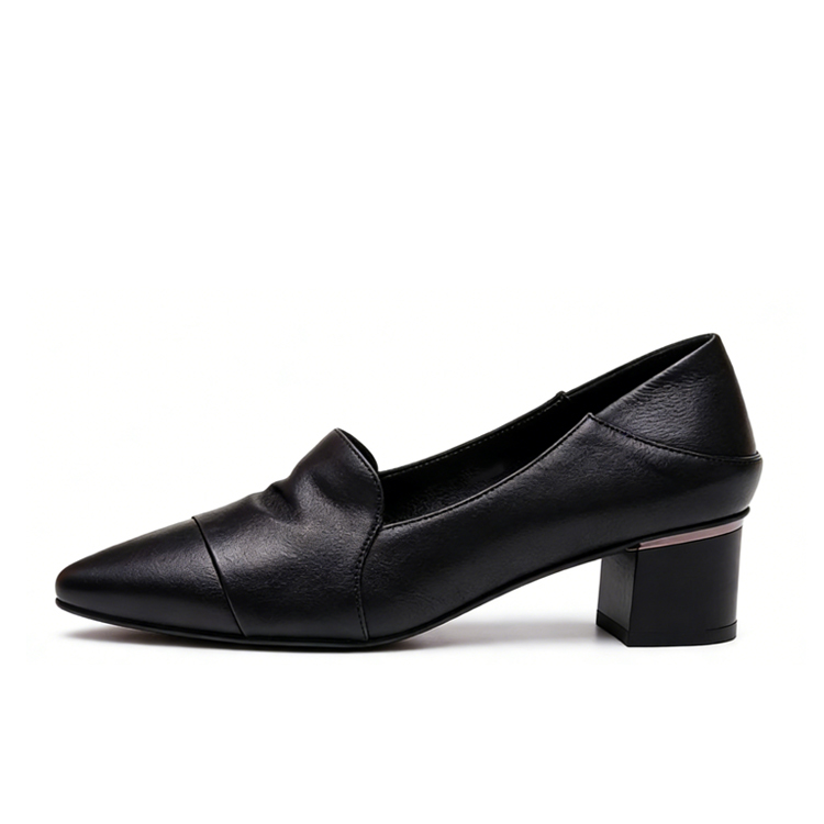 Healthy-foot حذاء نسائي فرنسي بكعب عالٍ من الجلد الناعم، بكعب متوسط ​​٥ سم، أنيق ومريح، سهل الارتداء والخلع، يُبرز جمال ساقيكِ. مثالي للتنقل أو العمل