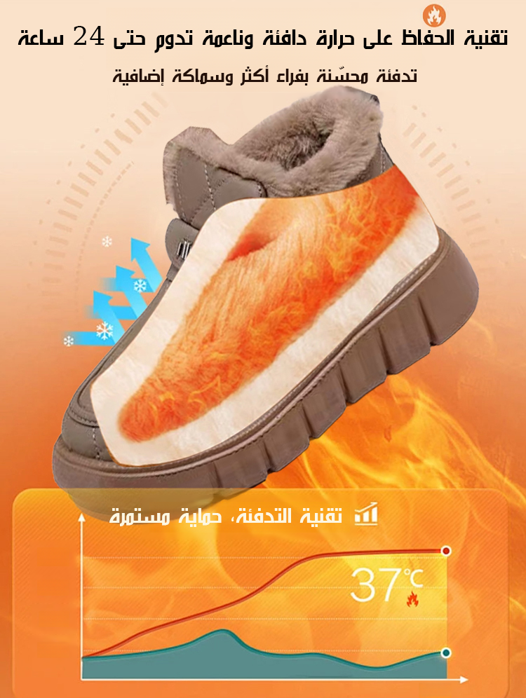 【مصمم خصيصًا للأمهات】حذاء ثلجي واسع مبطن بفرو طويل ومقاوم للماء