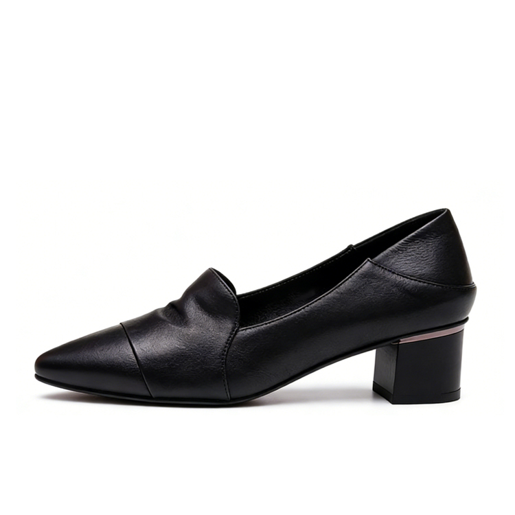 Healthy-foot حذاء نسائي فرنسي بكعب عالٍ من الجلد الناعم، بكعب متوسط ​​٥ سم، أنيق ومريح، سهل الارتداء والخلع، يُبرز جمال ساقيكِ. مثالي للتنقل أو العمل