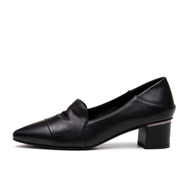 Healthy-foot حذاء نسائي فرنسي بكعب عالٍ من الجلد الناعم، بكعب متوسط ​​٥ سم، أنيق ومريح، سهل الارتداء والخلع، يُبرز جمال ساقيكِ. مثالي للتنقل أو العمل