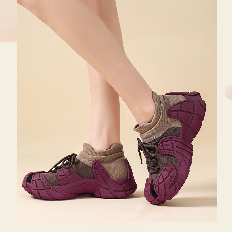 Healthy-foot  حذاء رياضي مصنوع من النسيج للسيدات، برأس دائري وقاعدة سميكة تجعل القدم تبدو أكثر نحافة، مصنوع من مادة نسيجية قابلة للتنفس، ناعم ومريح، مثالي للارتداء في الهواء الطلق أو للتنقل اليومي-healthy-foot