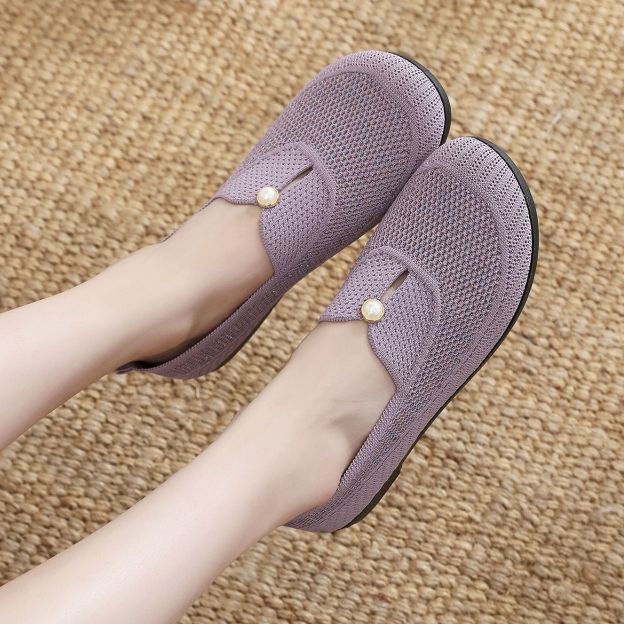 Healthy-foot حذاء كاجوال إيطالي مزين بلؤلؤ من قماش شبكي مصمم مخصص للأم