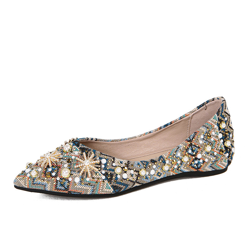 Healthy-foot أحذية نسائية بطراز عرقي مرصعة بأناقة، مثالية للارتداء مع البدلات أو الفساتين السهرة للعمل أو المناسبات، مع توفير ثلاثة خيارات للنعال-healthy-foot