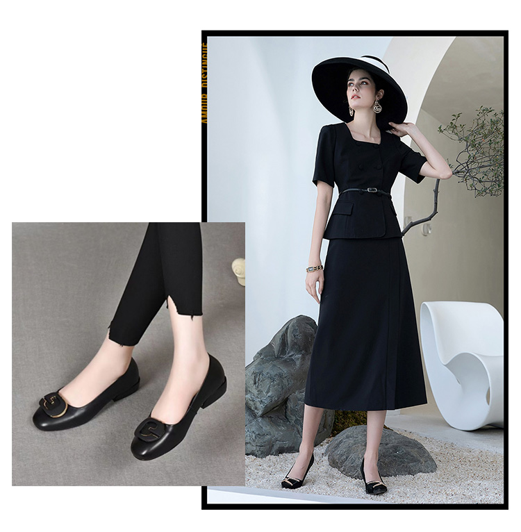 حذاء كعب سميك جلد أصلي ماركة إيطالية