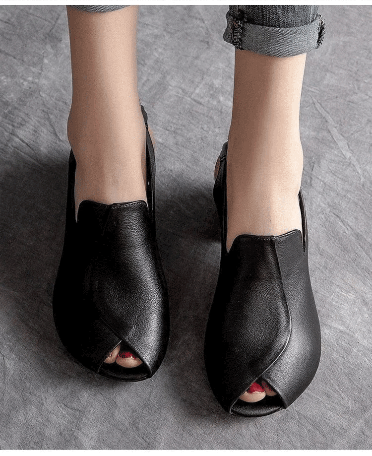 حذاء نسائي بكعب ثقيل مع بطانة ناعمة