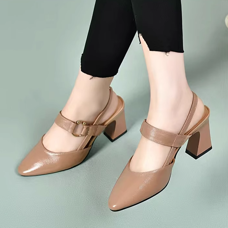 Healthy-foot   صندل نسائي بكعب عالٍ من الجلد المجوف-healthy-foot