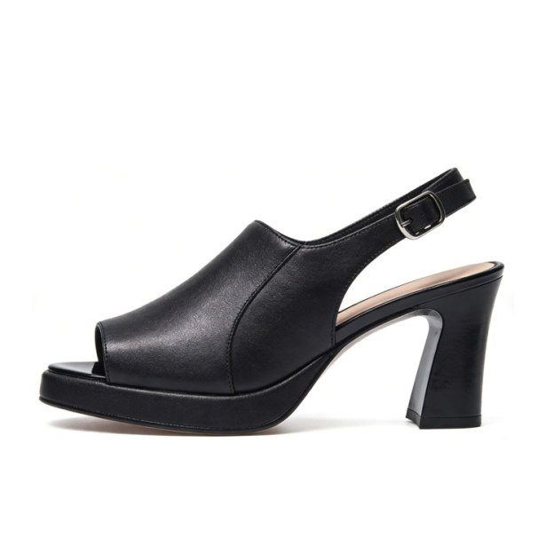 Healthy-foot صندل نسائي عصري مكشوف المقدمة، بنعل سميك، كعب بارتفاع 7 سم، يرفع الطول ويحقق نسب الجسم الذهبية، تصميم أنيق وبسيط يجعل هذا الحذاء مناسبًا لكل المناسبات