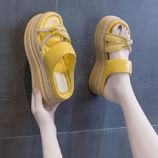 Healthy-foot صندل نسائي من الجلد الطبيعي بكعب سميك، مكشوف من الخلف، بارتفاع 6 سم يطيل القامة ويرفع الساقين، مثالي للارتداء اليومي-healthy-foot