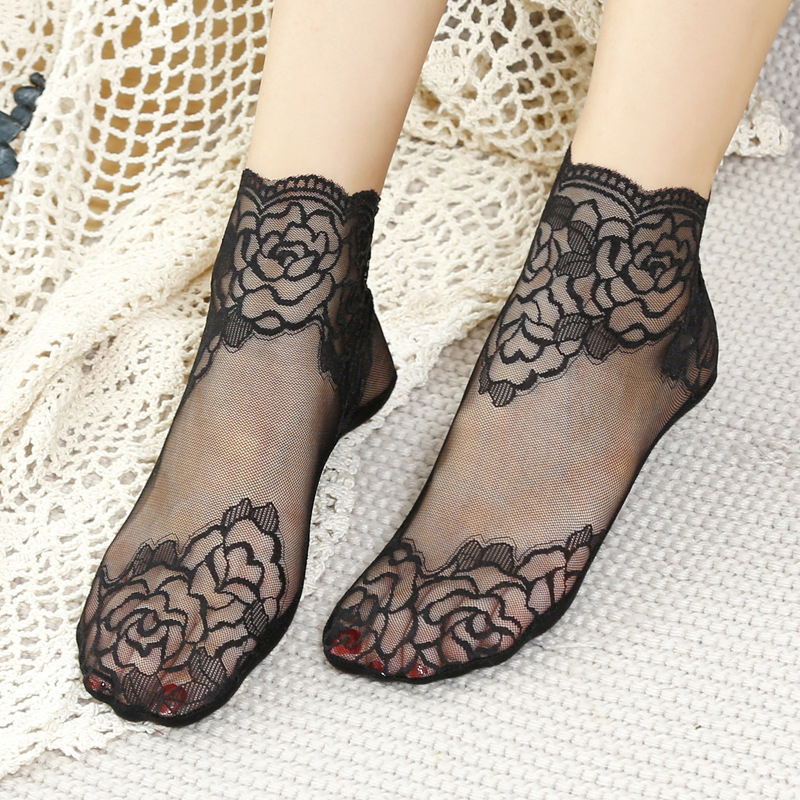 Healthy-foot  جوارب الحماية من الشمس المطبوعة بالدانتيل للنساء قابلة للتنفس وناعمة ومصنوعة من دانتيل متين لن ينكسر، مما يعزز المظهر المثير والأنيق-healthy-foot