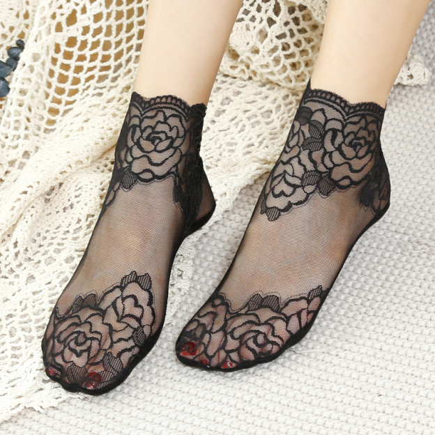 Healthy-foot  جوارب الحماية من الشمس المطبوعة بالدانتيل للنساء قابلة للتنفس وناعمة ومصنوعة من دانتيل متين لن ينكسر، مما يعزز المظهر المثير والأنيق-healthy-foot