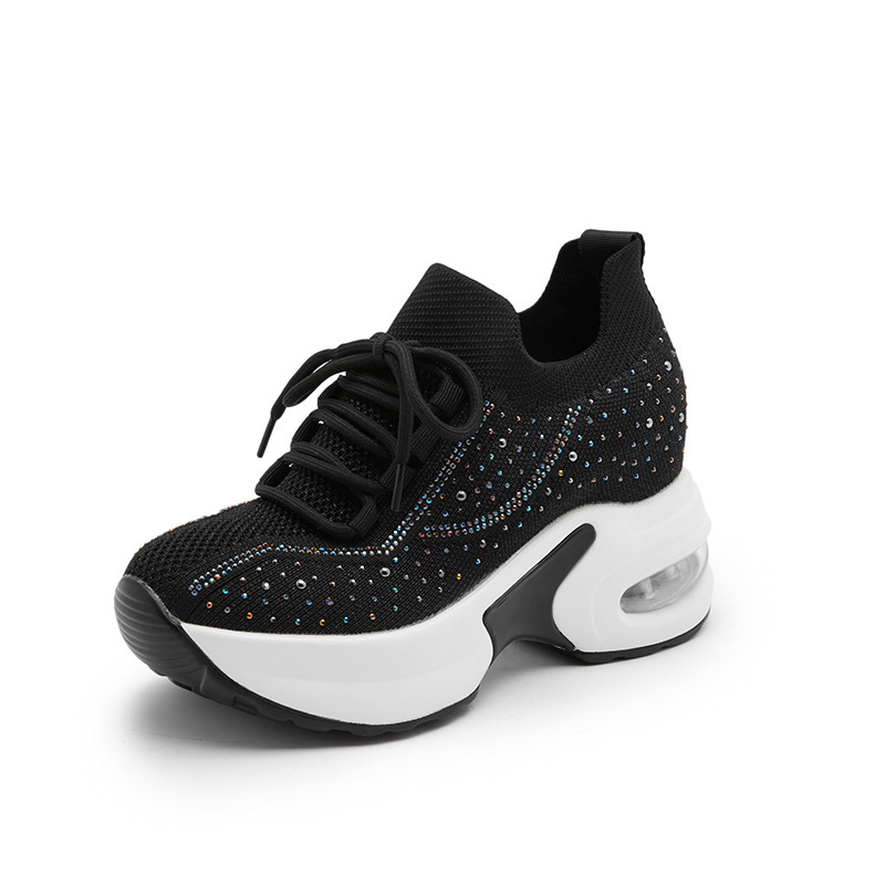 Healthy-foot حذاء نسائي شبكي لامعة مع وسادة هوائية ونعل 8 سم