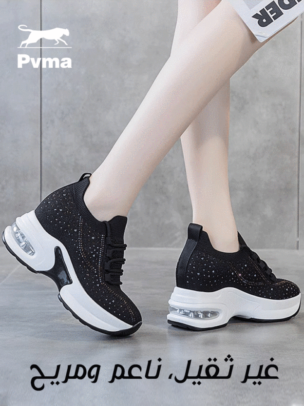 حذاء نسائي شبكي لامعة مع وسادة هوائية ونعل 8 سم-healthy-foot