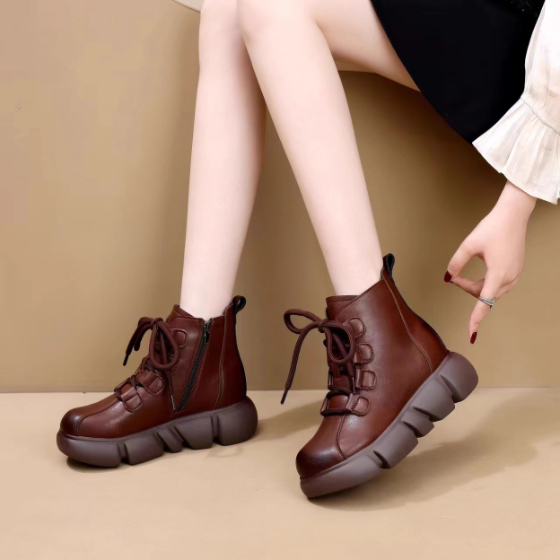 Healthy-foot حذاء بوت نسائي بالطراز الإنجليزي، كعب ناعم 6 سم، مريح وقابل للتنفس، يتميز بالراحة والمتانة، مثالي للارتداء اليومي ويعزز ثقتك-healthy-foot