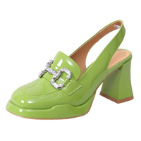 Healthy-foot صندل عصري نسائي فرنسي عالي الكعب ومرصع بحجر الراين -healthy-foot