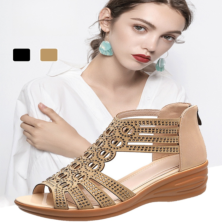 Healthy-foot صندل نسائي مفتوح من الأمام بكعب عالي، مزين بأحجار الراين، ارتفاع الكعب 5 سم، يناسب شكل القدم ويجعلها تبدو أنحف، متوفر بمقاسات كبيرة-healthy-foot