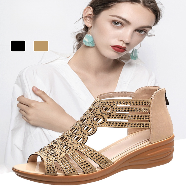 Healthy-foot صندل نسائي مفتوح من الأمام بكعب عالي، مزين بأحجار الراين، ارتفاع الكعب 5 سم، يناسب شكل القدم ويجعلها تبدو أنحف، متوفر بمقاسات كبيرة-healthy-foot