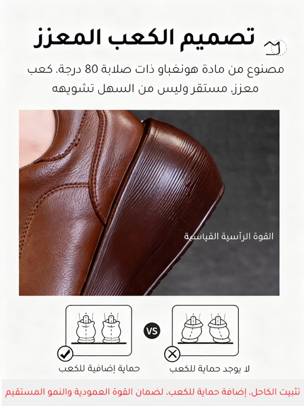 حذاء جلدي مع نعل سميك بطراز كلاسيكي للنساء