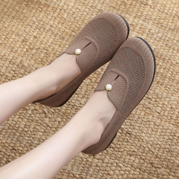 Healthy-foot حذاء كاجوال إيطالي مزين بلؤلؤ من قماش شبكي مصمم مخصص للأم