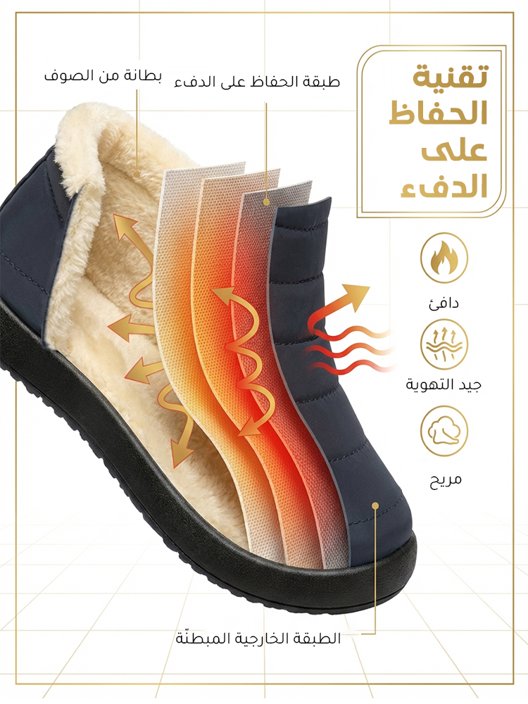 حذاء بوت مبطن دافئ مقاوم للماء مع بطاقة صوف دافئة للنساء 