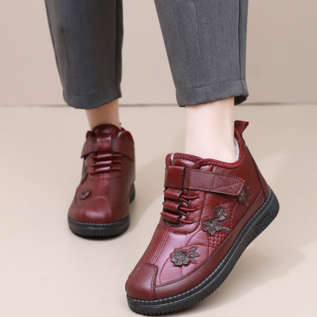 Healthy-foot حذاء مبطن بفرو ناعم من جلد الغنم الفاخر