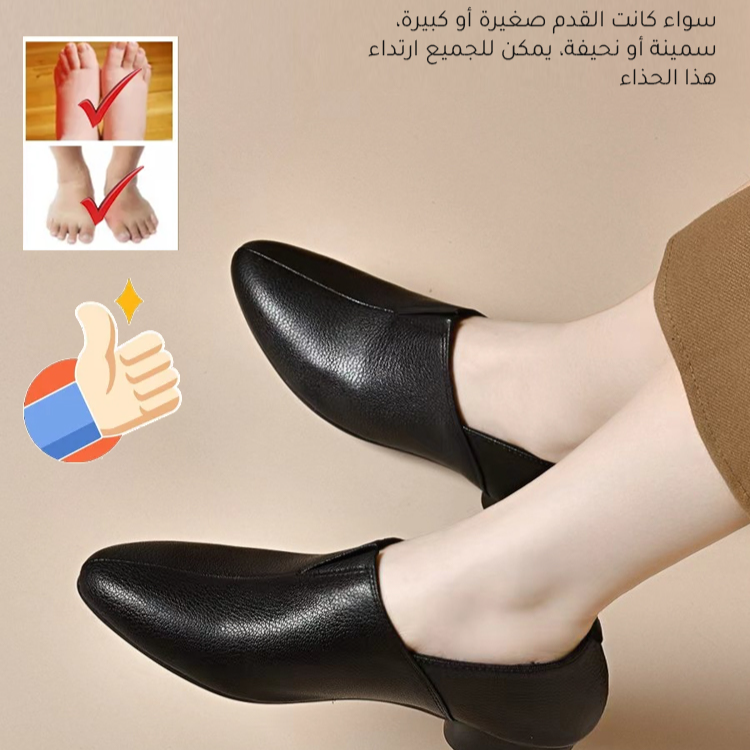 Healthy-foot حذاء نسائي مدبب ذو كعب عالي من الجلد الناعم، كعب بارتفاع 4 سنتيمترات، تصميم بسيط وكلاسيكي، نعل مريح يساعد على الوقوف لفترات طويلة دون التعب، مثالي للارتداء مع الزي الرسمي للعمل-healthy-foot