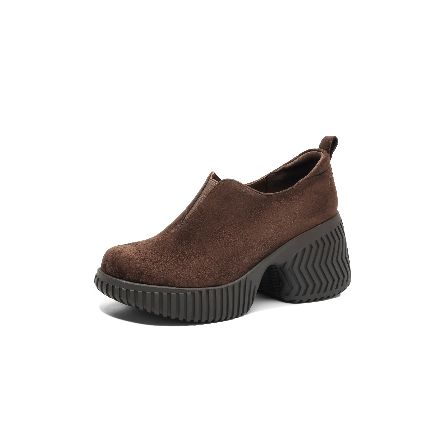 حذاء كاجوال مصنوع يدويا من جلد غنم غير لامع بنعل سميك (زيادة الارتفاع بصريا 8 سم)