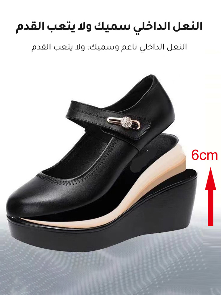 Healthy-foot حذاء جلدي نسائي إيطالي بنعل ناعم سميك
