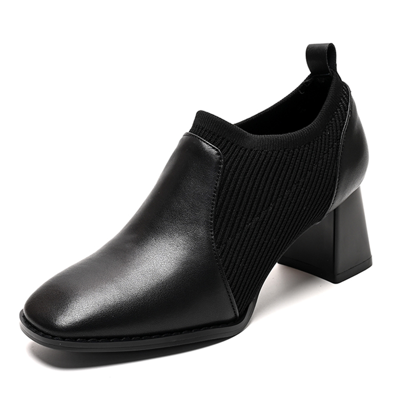 Healthy-foot حذاء بوت من جلد طبيعي وقماش مطاطي بستايل بريطاني راقي للنساء -healthy-foot