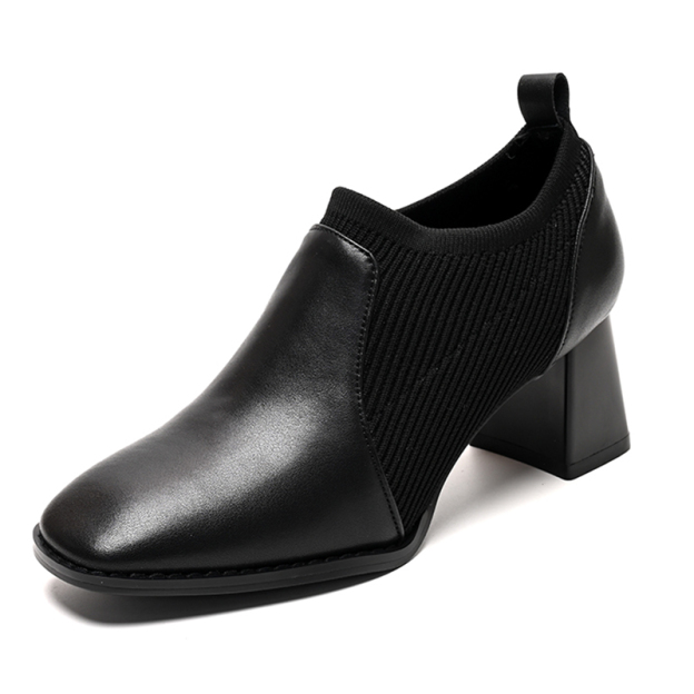 Healthy-foot حذاء بوت من جلد طبيعي وقماش مطاطي بستايل بريطاني راقي للنساء -healthy-foot