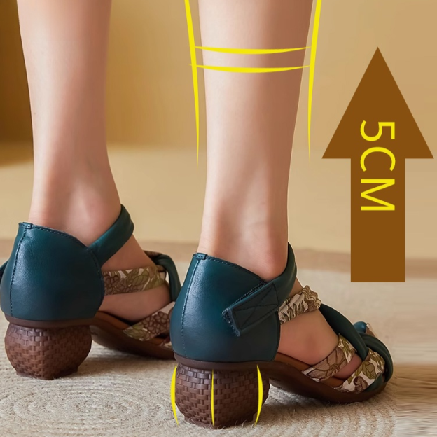 Healthy-foot صندل نسائي كاجوال جديد، بكعب بارتفاع 5 سم، مصنوع من الجلد الطبيعي، سطح أملس، طراز عتيق، مثالي للارتداء اليومي-healthy-foot