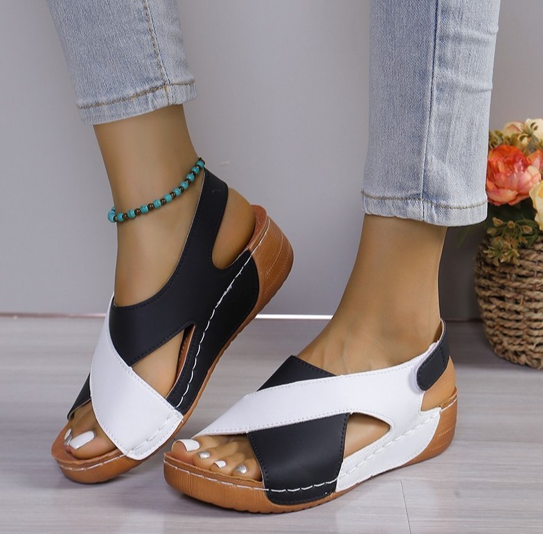 Healthy-foot صندل نسائي بالطراز العربي، مع كعب مائل، بطول 5 سم، جلد مخمل، أنيق وعتيق وأنيق للغاية-healthy-foot