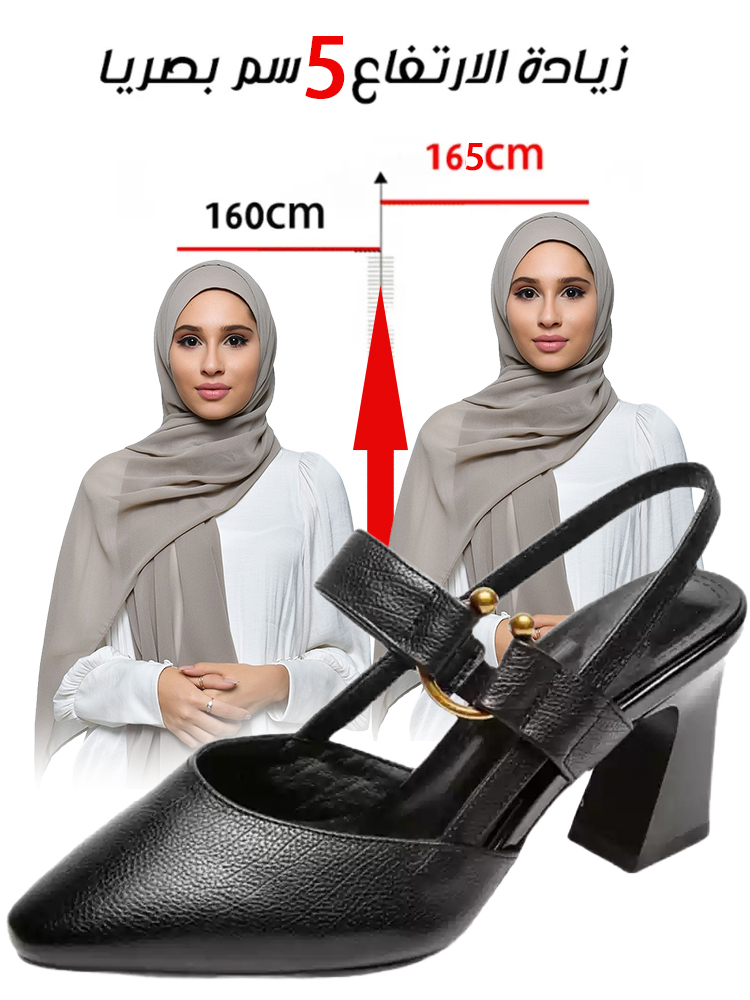 صندل عالي الكعب أنيق بتصميم مجوف من الجلد الطبيعي-healthy-foot