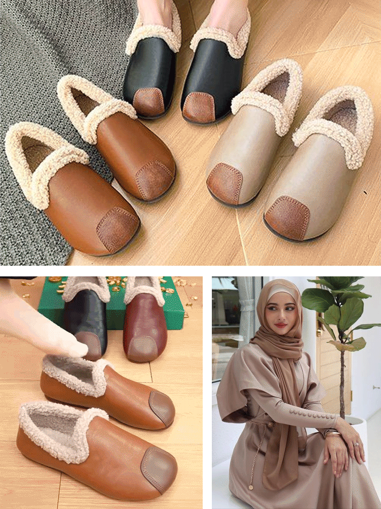 حذاء قطني مخملي دافئ أنيق بستايل رجعي فرنسي للنساء-healthy-foot