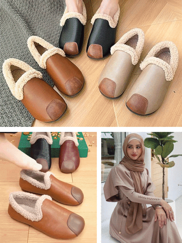 حذاء قطني مخملي دافئ أنيق بستايل رجعي فرنسي للنساء-healthy-foot